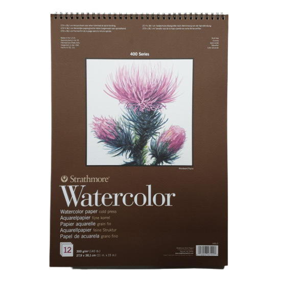 Strathmore A3 Pad Watercolour ( 27.9X38.1 CM x 12 sheets) 300 g/m2 Cold Press natural white paper color 400 Series Heavyweight (15*11 IN) Strathmore A3 Pad Watercolour ( 27.9X38.1 CM x 12 sheets) 300 g/m2 Cold Press natural white paper color 400 Series Heavyweight (15*11 IN)